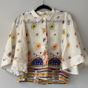 Maeve short sleeve pattered top sz M